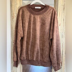 Women's Brown Mineral-Wash Crewneck Sweatshirt